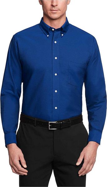 

heusen men's formal shirt regular van oxford solid button collar white rkub, White;black