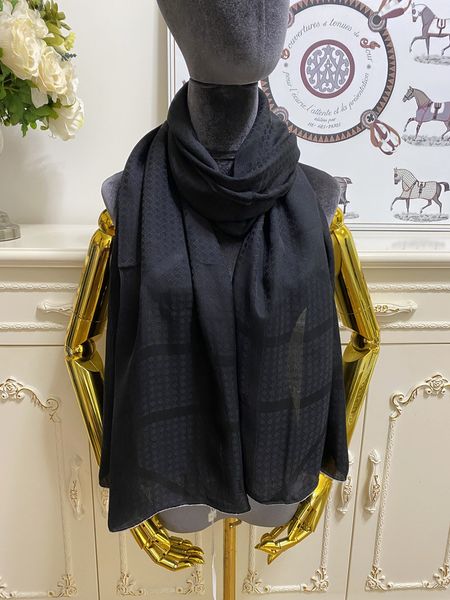 

women's long scarf scarves shawl 100% silk material black pint letter pattern big size 190cm - 68cm, Blue;gray