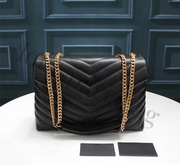 

real authentic quality designer loulou bag large shoulder chains crossbody clutch bags purses genuine calfskin leather grosgrain lining mess