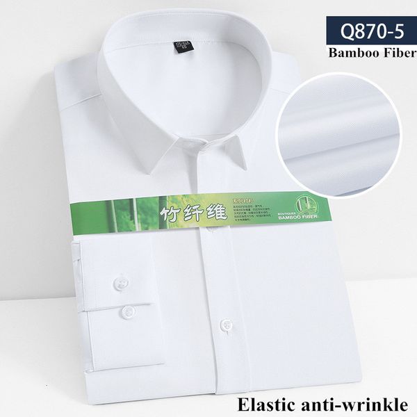 

men's dress shirts 8xl7xl bamboo fiber elastic anti-wrinkle shirt men's long-sleeved solid color white shirt slim fit shirt men pl, White;black