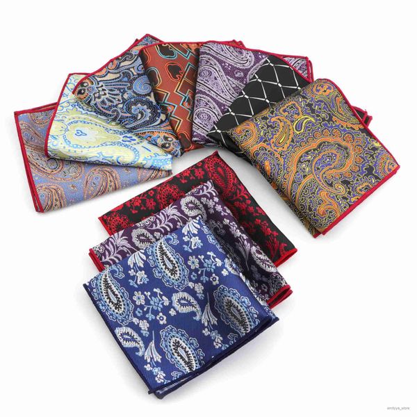 

2pcs handkerchiefs men's handkerchief paisley polyester scarves woven floral pocket square hankies wedding vestidos luxury hanky, Blue;white
