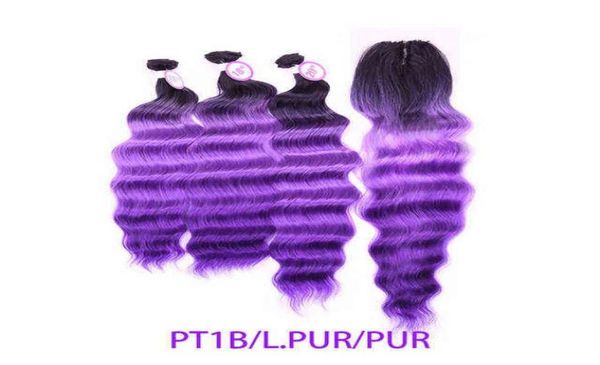 

miss rola synthetic deep wave bundles with lace closure full head hair bundles with closure kanekalon hair extension h2204295572239, Black