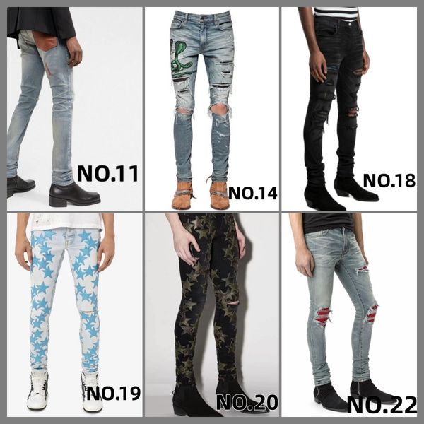 

designer mens purple jeans colors pants long hippop sticker embroidery slim denim straight streetwear skinny654, Blue