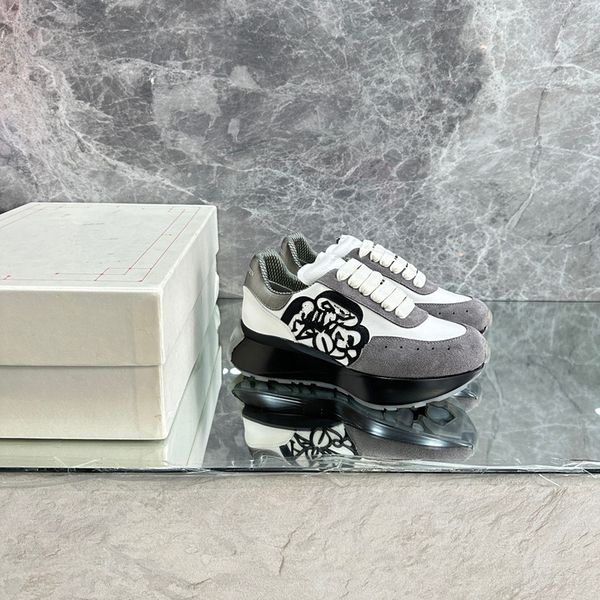 

2023 r running shoes women men luxury lace-up sports shoe casual trainers classic sneaker woman trainer lace-up print sneaker leisure 0511, Black