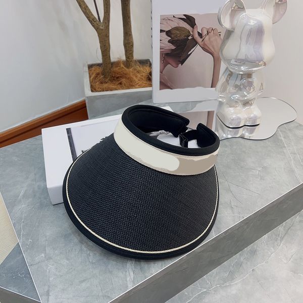 

classic letter straw hat designe womens visor caps and hats beach empty visors beach vacation sunscreen god kit casquette sunshade hat, Blue;gray