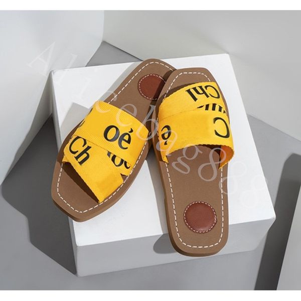 

2023 the latest beach mules flat slippers progettista ladies alphabet fabric outdoor leather sole sandals 36-42 size 4 color professional sh, Black