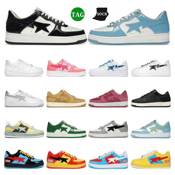 

men designer running shoes women bapesta sneakers low bapestas black white blue camo green suede combo pink leather bape mens fashion traine