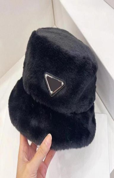 

women triangle printed bucket hats autumn winter sports hat faux fur fluffy velvet fedoras outdoor foldable fisherman hat b1608424, Blue;gray