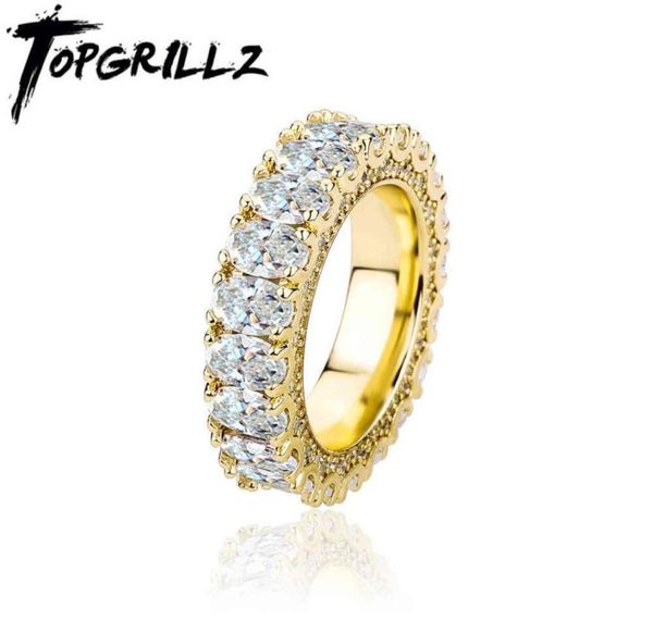 

rillz 2021 womens ring full iced out micro pave cubic zirconia simple wedding rings hip hop jewelry for gift9790366, Silver