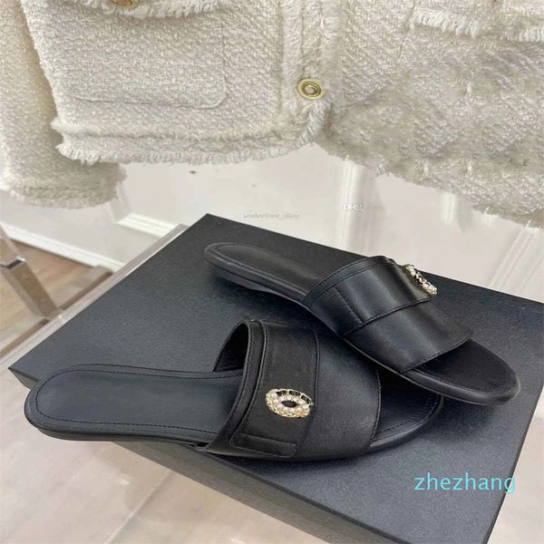 

2023-designer beading slippers women's sandals platform slipper rubber sandal summer candy color slippers fashion platform sandal, Black