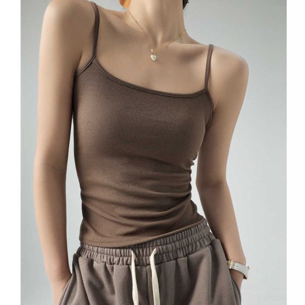 

summer basic bottoming small suspender for women to wear on the outside with a covered up sub breast threaded vest, White