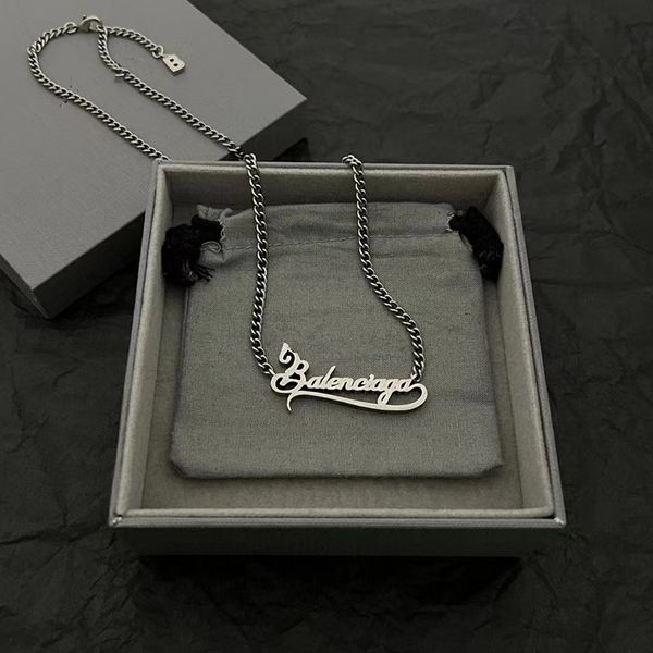 

luxury jewelry french design letter men's and women's pendant necklace fashion personality simple accessories holiday gift, Silver