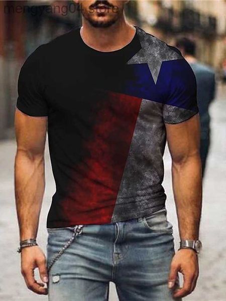 

t-shirts straight hair casual sleeved t-shirt with round neck american flag independence day print t230517, White;black