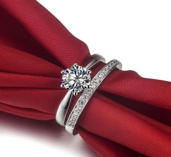 

cluster rings quality genuine gold 14k sona carbon simulate diamond wedding set for women g14k engraved 2ct engagement2528714, Golden;silver