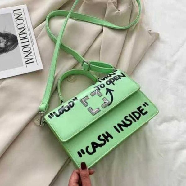 

luxury women's fashion hand bag evening bags offs brand designers graffiti handbag letter backpack classic one shoulder purse ladies ha, Black;red