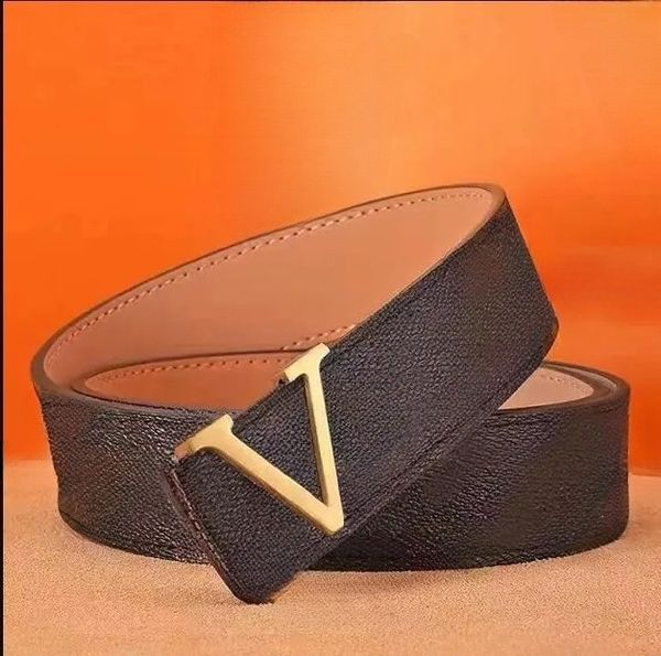 

high fashion women men designer belts unadjustable casual pinhole buckle business mens design cowhide imitation belt 38mm with box, Black;brown