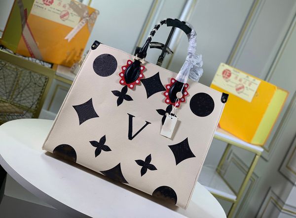 

classic fashion lady shopping bag handbag high-volume designer luxury leather canvas casual formal inner compartment size 41-34-23cm