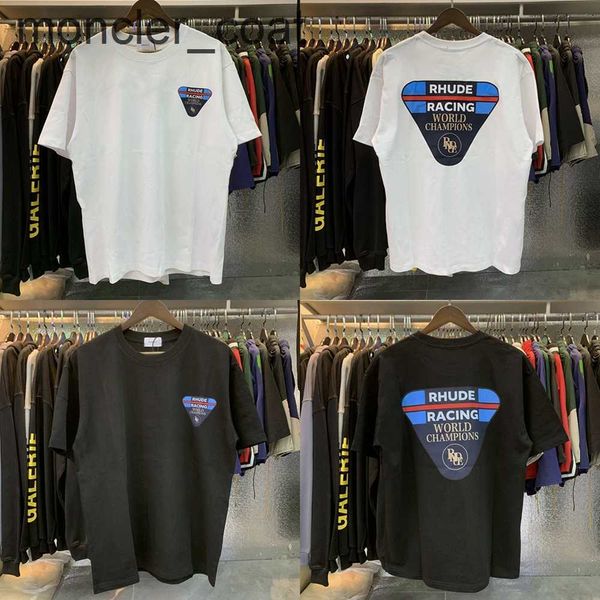 

men's hoodies sweatshirts 2023ss racing trophy rhude t-shirt men women apricot black white tee loose rhude short sleeve with tags
