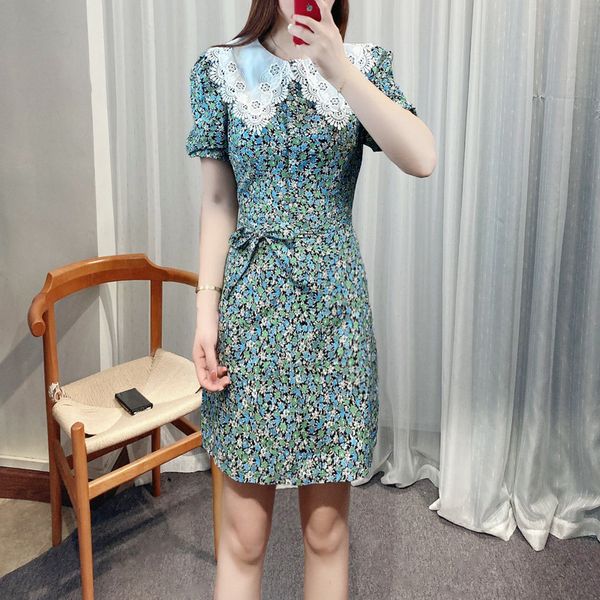 

casual dresses -aje v-neck floral dress ruffled pleated puff sleeves mini dress for women, Black;gray