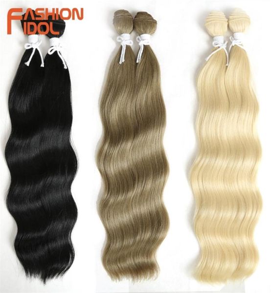 

fashion idol 18 inch synthetic hair natural loose wave hair bundles 2pcslot heat resistant ombre 613 brown weave hair extension 27607736, Black;brown