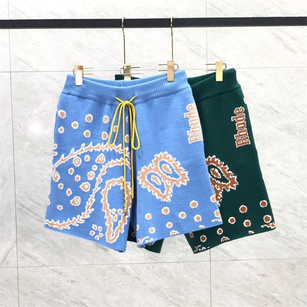 

knit shorts men women 1 blue green yellow drawstring breeches