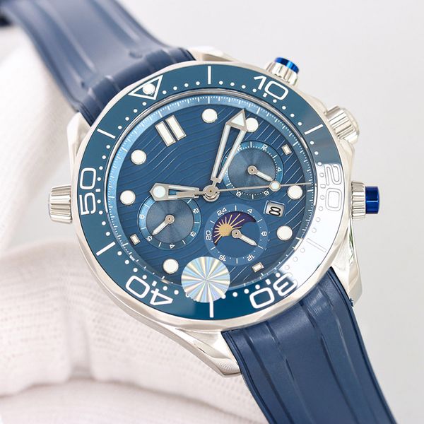 

watch automatic mechanical seamaster ceramic stainless steel case waterproof 44mm wristband fashion wristwatch business sapphire montre de l, Slivery;brown