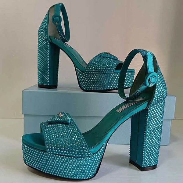 

2023 womens dress sandals shoes high heeled women sandal luxury designers platform heel classic triangle buckle embellished ankle strap 11.5, Black