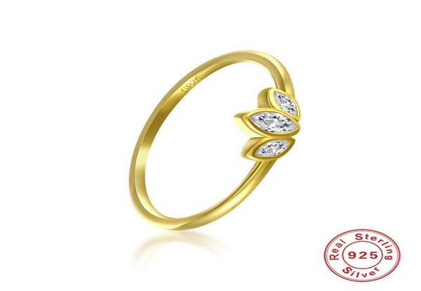 

beautiful dainty jewelry 925 silver three marquise cut stones leaf rings for party gift2411176, Golden;silver