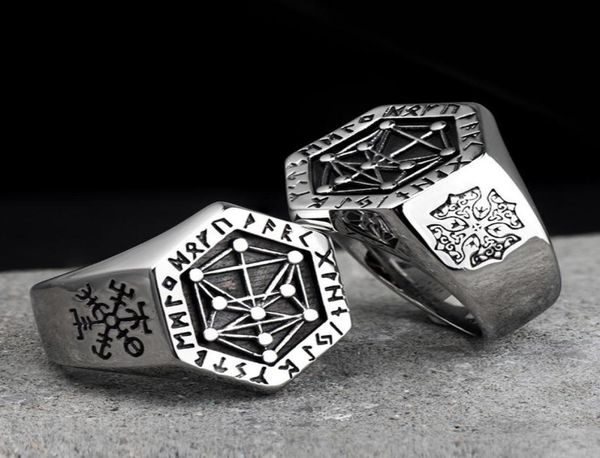 

nordic mythology viking rune stainless steel rings for man and women kabala totem index ring fashion jewelry mygrillz8663267, Silver