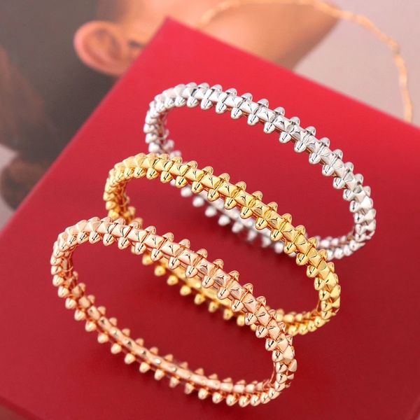 

luxury designers vintage popular brand rose gold bracelets jewelry for women fashion designer bangles fine quality bullet women's brace, White