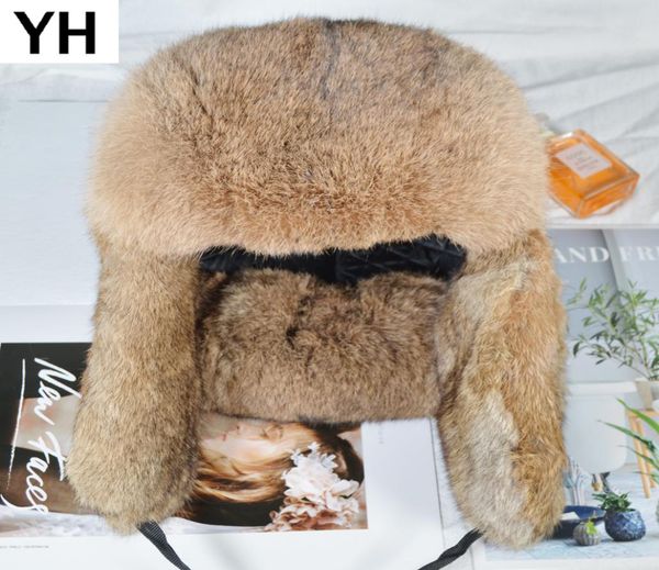 

handmade men winter real rabbit fur bomber hat outdoor super warm 100 natural rabbit fur hats full pelt genuine rabbit fur cap t22112902, Blue;gray