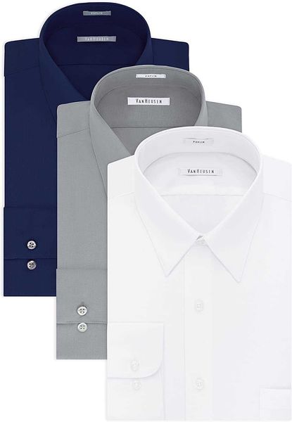 

shirt van heusen men's regular formal fit poplin solid 2v8v, White;black
