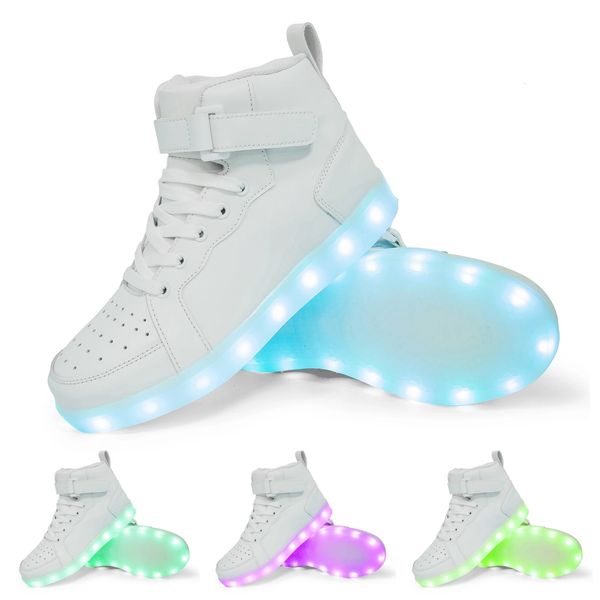 

sneakers ukuran 25 39 bercahaya anak anak untuk laki laki perempuan led dengan sepatu menyala sol pria 230516, Black;red