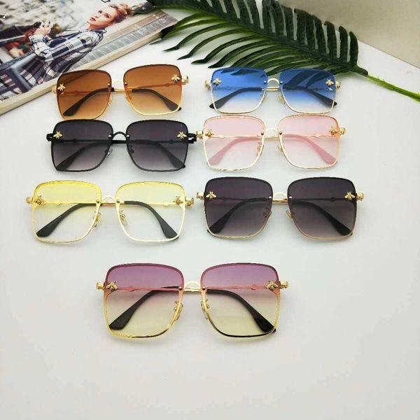 

fan frameless square large frame sunglasses female personality sunglasses little bee glasses fashion, White;black