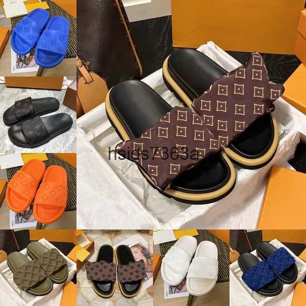 

designer pool pillow women man sandals slippers sides sunset flat comfort mules padded front strap slipper side fashionable easy-to-wear sty, Black