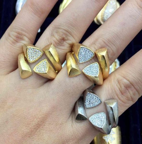 

missvikki luxury trendy vintage golden rings dubai style geometric triangle 2021 women super gift7984430, Silver