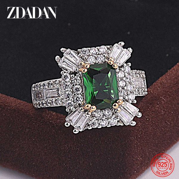 

band rings zdadan 925 sterling silver emerald zircon ring for women charm wedding jewelry party gift j230517