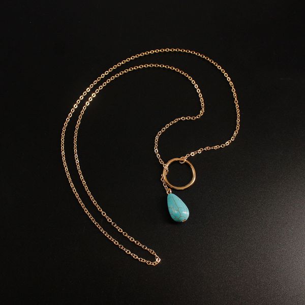 

designer luxury fashion turquoise circle necklace wish simple handmade alloy necklace female niche retro design style accessories pendant ne, Silver