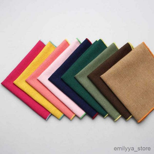 

2pcs handkerchiefs 23cm solid color cotton handkerchiefs woven pocket square mens peach pink green casual square pockets handkerchief towels, Blue;white