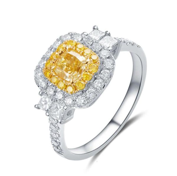 

hbp fashion luxury princess square with 18k rhodium plated group set ring and yellow high carbon diamond9417748, Silver