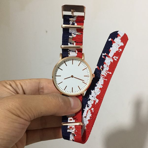 

women weave canvas strap watch lady quartz battery clock female man boy girl simplicity luxury brand watches dw0050, Bronze;slivery
