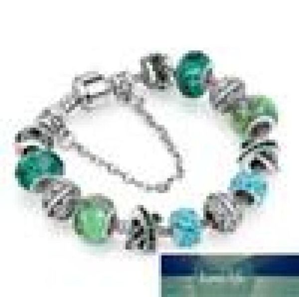 

beaded strands crystal glass alloy large hole bead bracelet silverplated bangles with safety chain beads femal for women jewelry6301523, Black