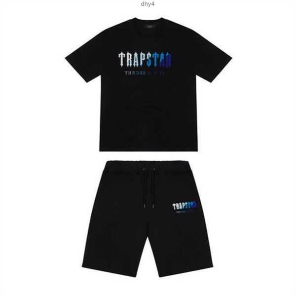 

brand 22ss trapstar new men's t shirt short sleeve outfit chenille tracksuit black cotton london streetwears-2xl 2es2d, White;black