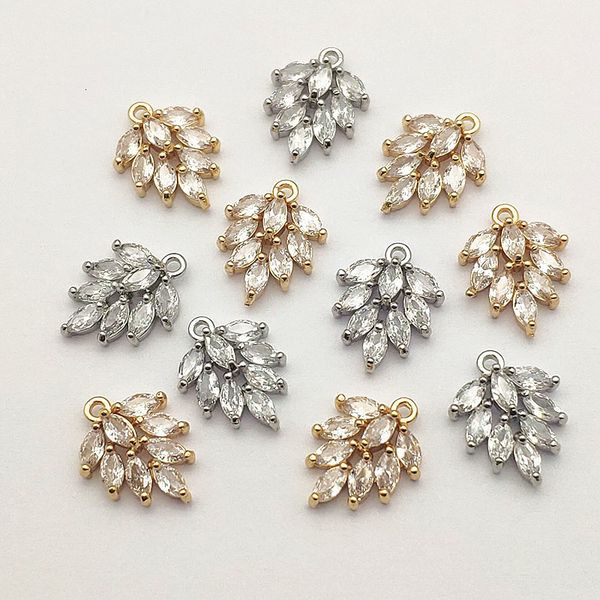 

pendant necklaces barang baru 16x12mm 50 buah kubik zirconia bulu jimat untuk buatan tangan kalung anting bagian diy aksesori temuan perhias, Silver