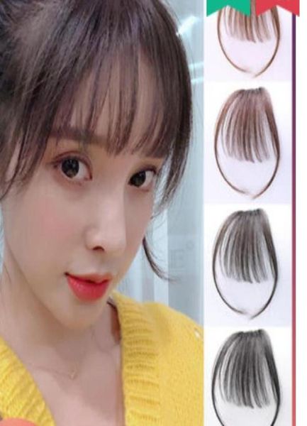 

real hair air bangs female net red fake bangs invisible seamless shave qi liuhai fluffy natural hair extension4542368, Black