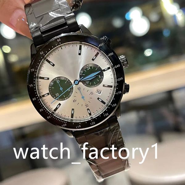 

luxury men's watch multifunctional second hand, quartz movement, three eye timing, precision steel butterfly buckle, mineral glass mirr, Slivery;brown