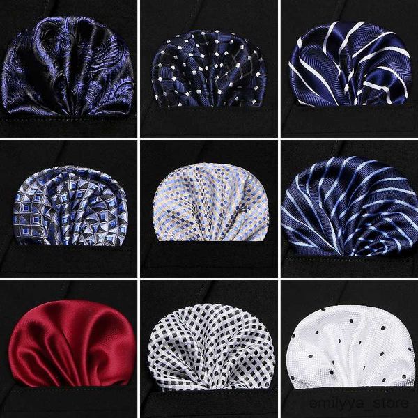 

2pcs handkerchiefs mens wedding pocket square silk match for suit tie men's handkerchief accessories jacquard solid dots stripes patter, Blue;white
