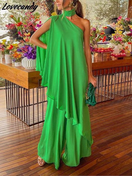 

womens two piece pants elegant women loose suits off shoulder o neck blouse and wide leg outfits summer sleeveless sets 230516, White