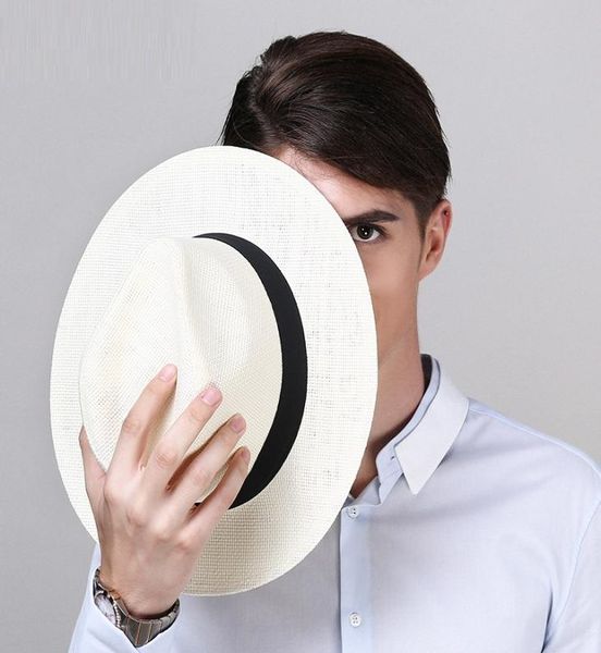 

fashion man straw sun cap fedora straw hat travel sunhat sea beach jazz cap sunshade sunscreen male bucket b82626726457, Blue;gray