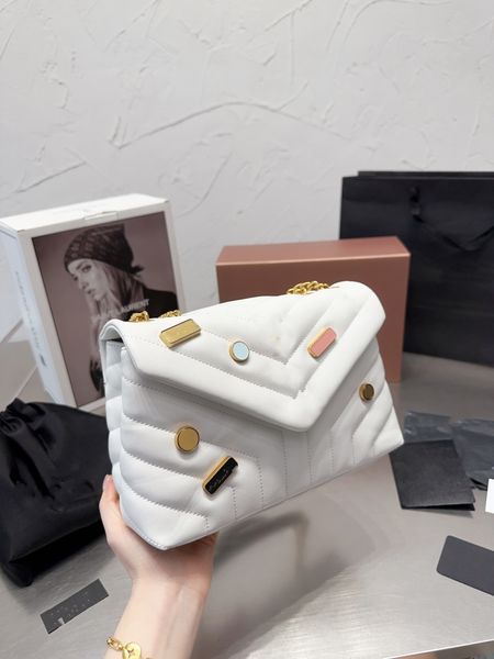 

women bags luxury handbag shoulder bag brand loulou y-shaped designer seam leather ladies metal chain black clamshell messenger chain bags b